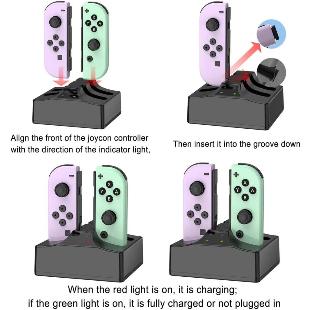 Joycon Charging Dock for Nintendo Switch/Switch 2,Joy-Con Controller Charger 4in1 Station for Nintendo Switch Controller Charger