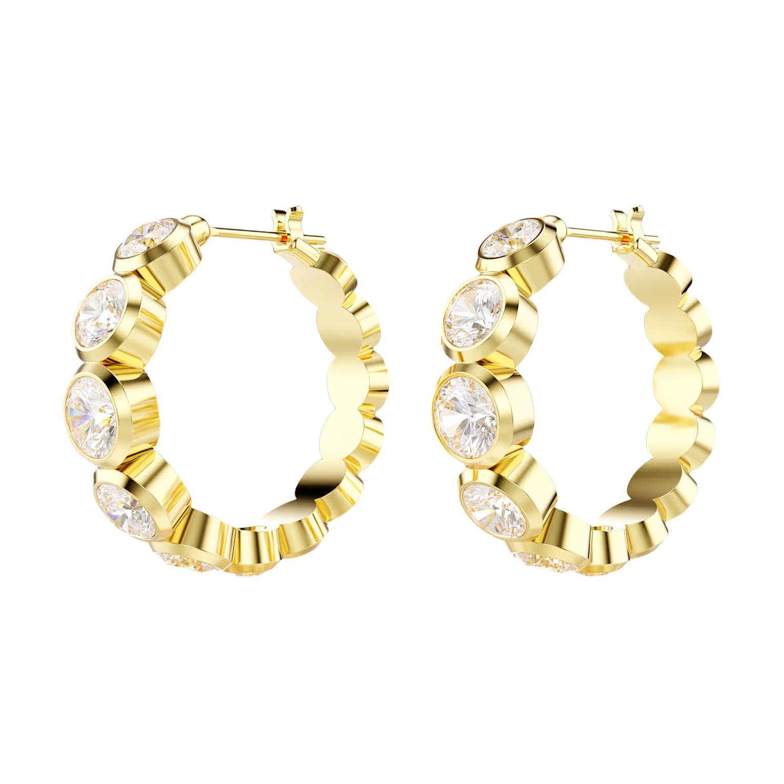 Swarovski Imber Round Design Gold-Plated Zircon Earrings Unisex earrings White 5711483 Box (Random Color)