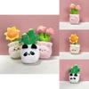 Adorable Plush Animal Potted Plant Keychain Decoration Cute Panda Figure Gift For Kids