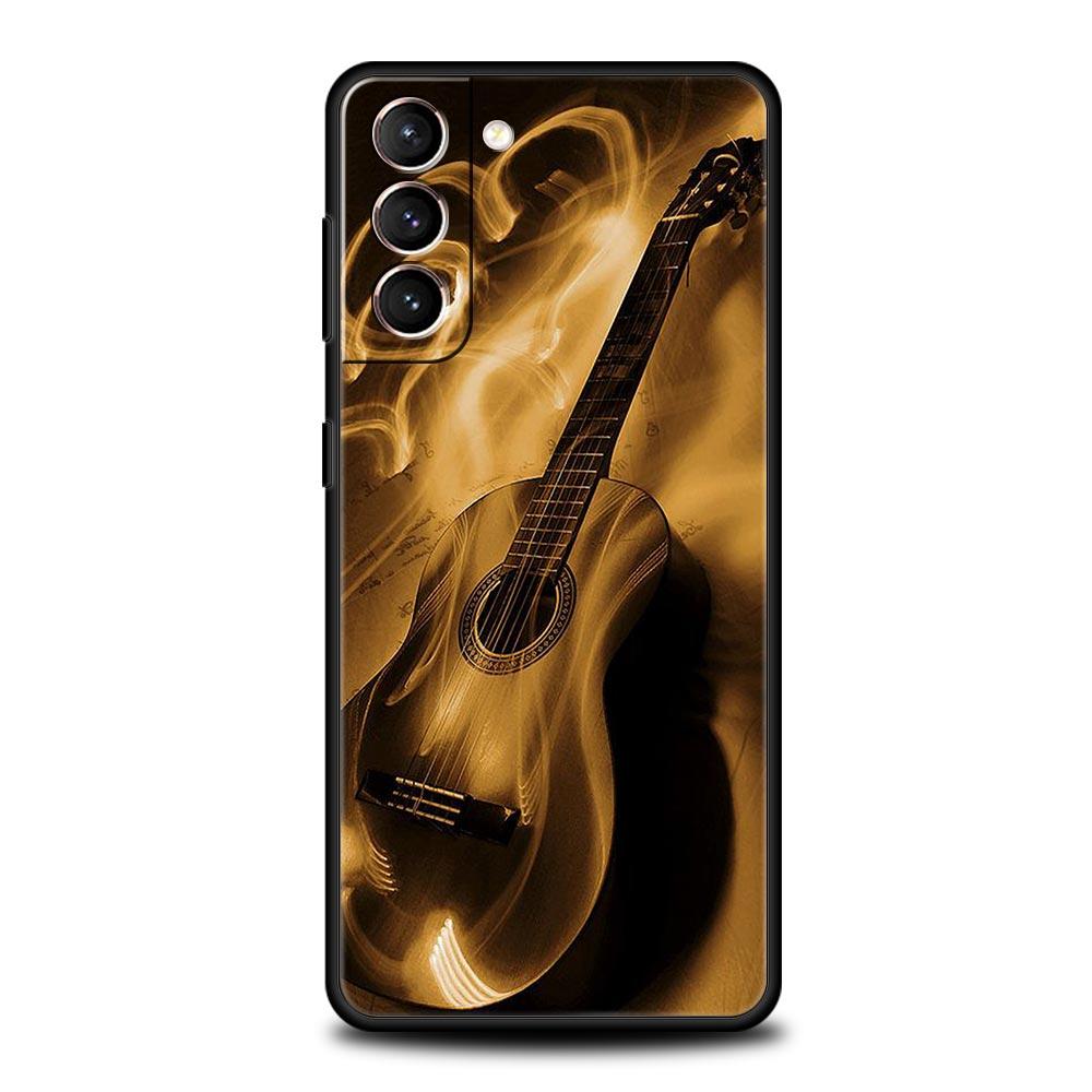 Guitar Music Art Phone Case For Samsung Galaxy S26 Ultra S25 Plus S24 FE S23 S22 5G S21 S20 Cover Black Soft