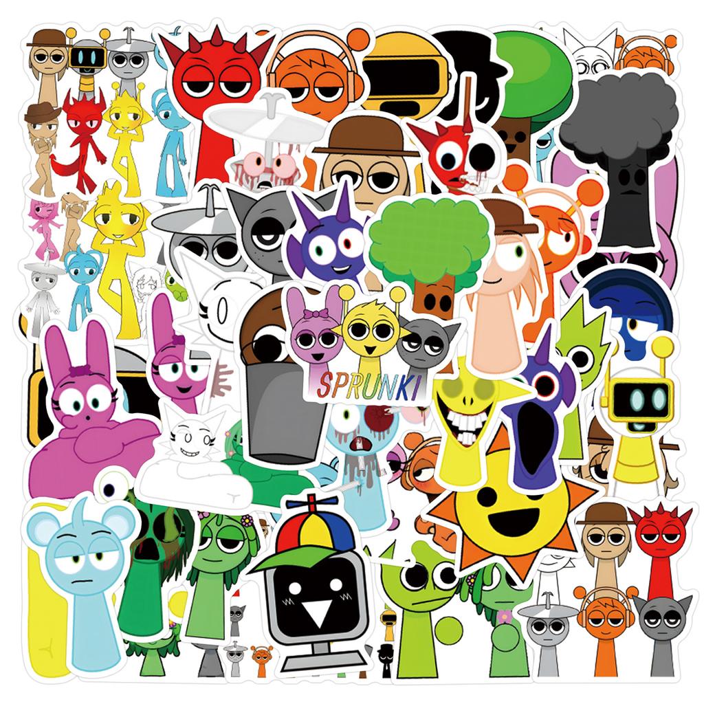 55 Incredibox Sprunki Graffiti Stickers Decorative Skateboard Notebook DIY Stickers
