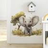 Cartoon Elephant Trees Wall Sticker Self-Adhesive Removable Kids Room Bedroom Hallway Dorm Home Decor