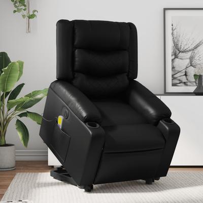 Vidaxl Reclining Lift Chair with Massage, Electric, Black