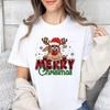 Unisex Merry Christmas Reindeer Graphic Tshirt Santa Hat Print Crew Neck Short Sleeve Holiday Party Casual Tee For Unisex Unisex