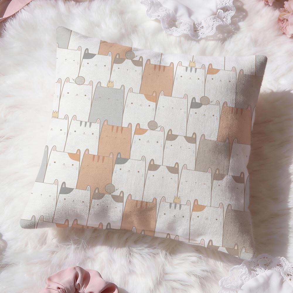 Cute Cats Themed Cushion Cover Premium Comfort Reversible Pillow Cove -Two In One Design for Any Room & Car Interior