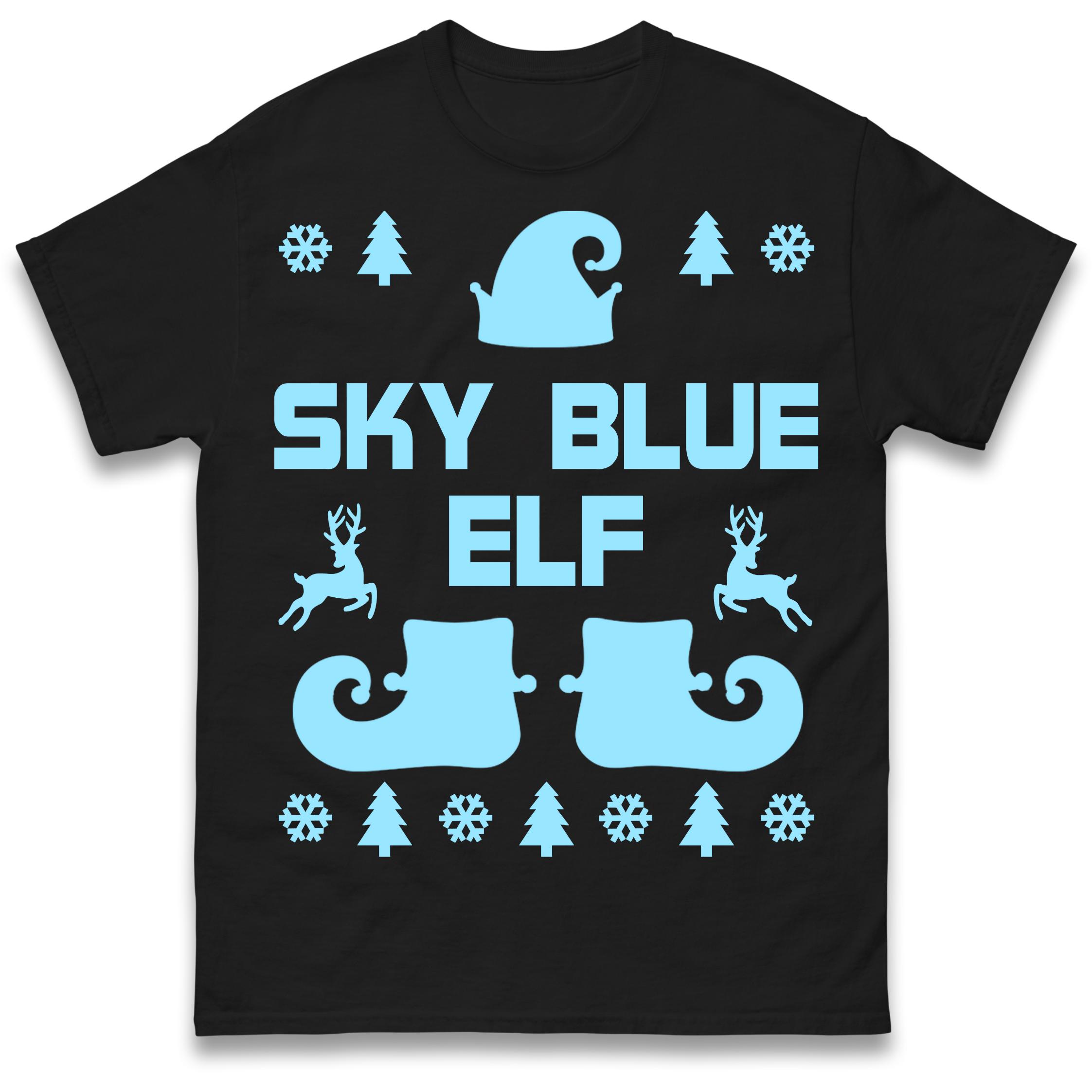 Sky Blue Elf Christmas T Shirt Tshirt Mens Womens Unisex Tops Tees S