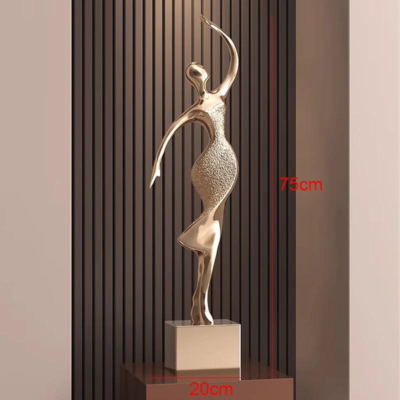 Abstract Art Figure Sculpture Entrance Large Decoration Resin Electroplating Dance Figure Sculpture Niche Home Decoration