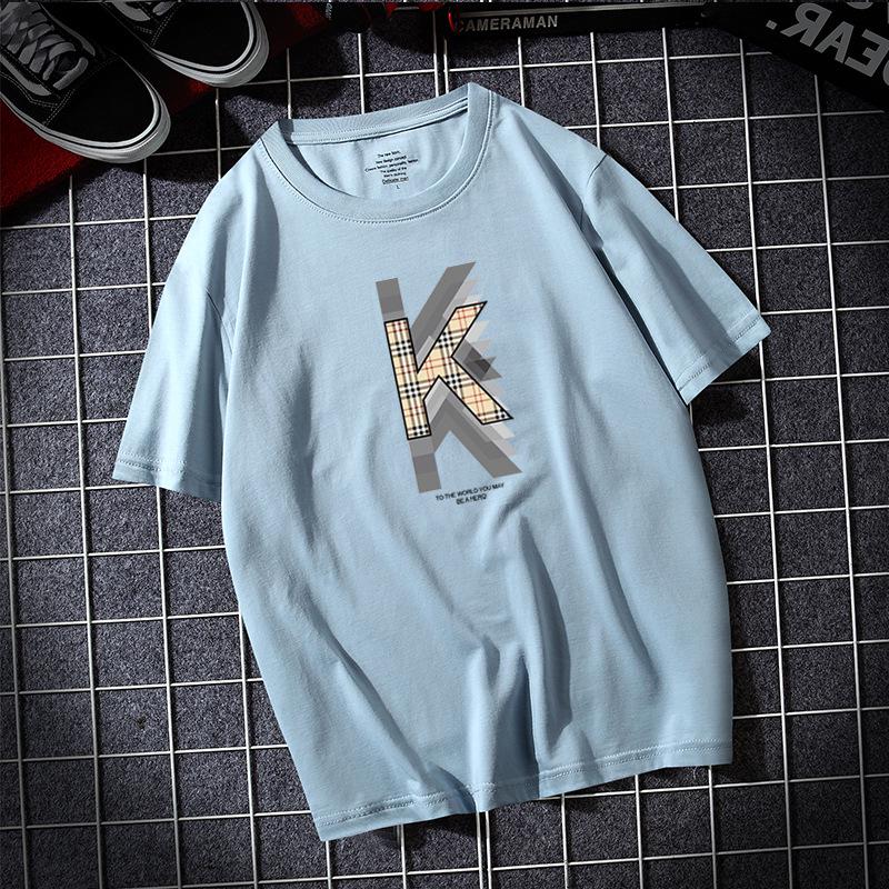 KK Large Size Men Short Sleeves T-shirt 100% Cotton Casual Tee Shirt S-6XL