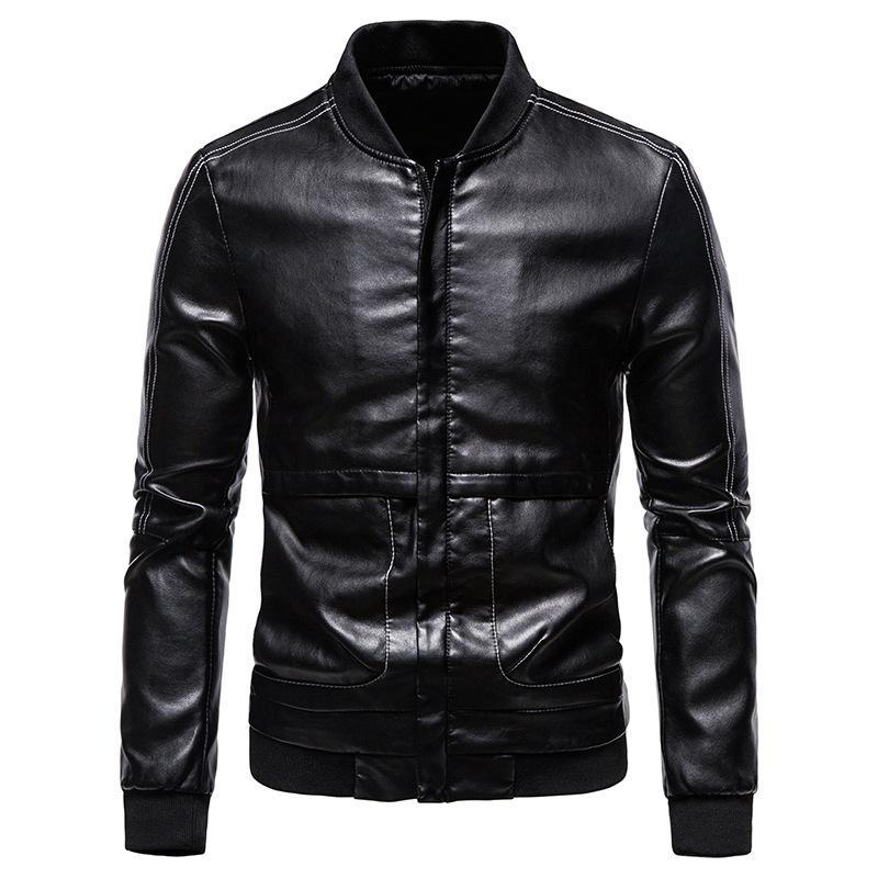 Autumn new men's casual leather jacket spring and autumn jacket slim trend handsome youth PU