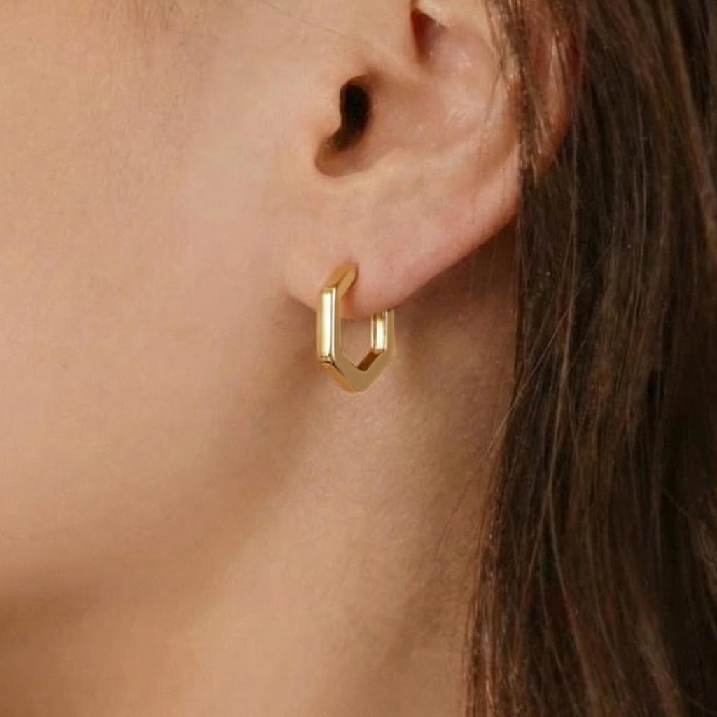 European Design Rhombus Polygon Stainless Steel Earrings - Modern & Stylish for Women