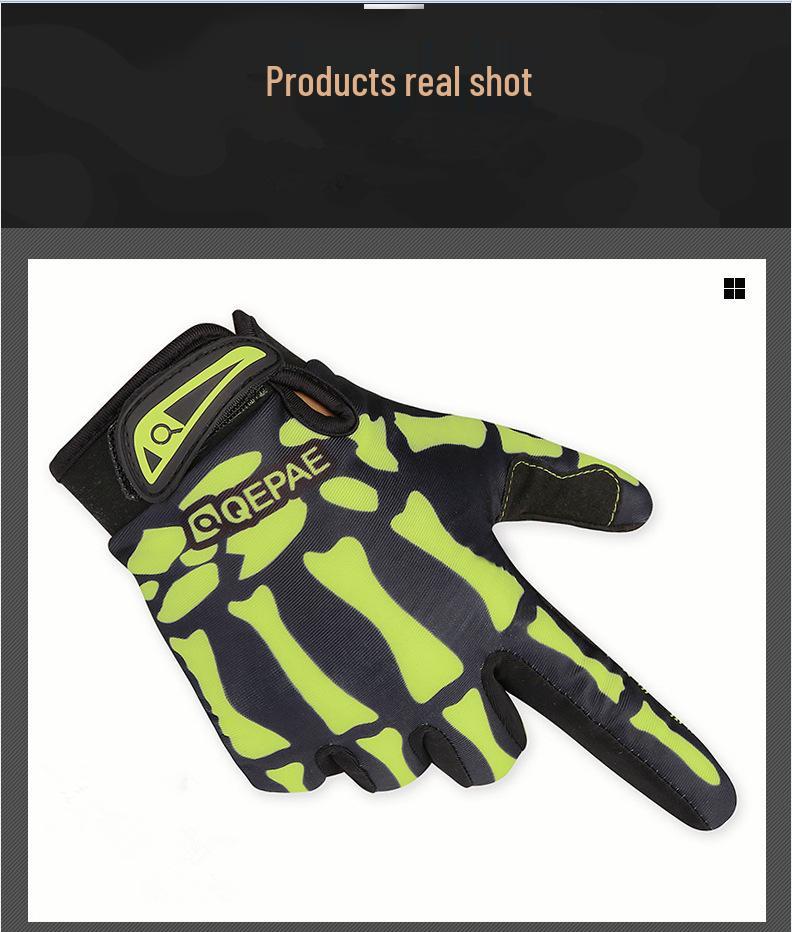 Qepae Chipoer Full Finger Warm Skull Cycling Gloves for Outdoor Sports