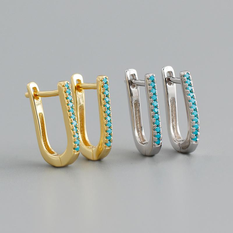 Bunte Micro-Zirkon U-Form Creolen für Damen Retro Trendy Europa Einfacher Trendiger Party Schmuck Geschenke Aretes