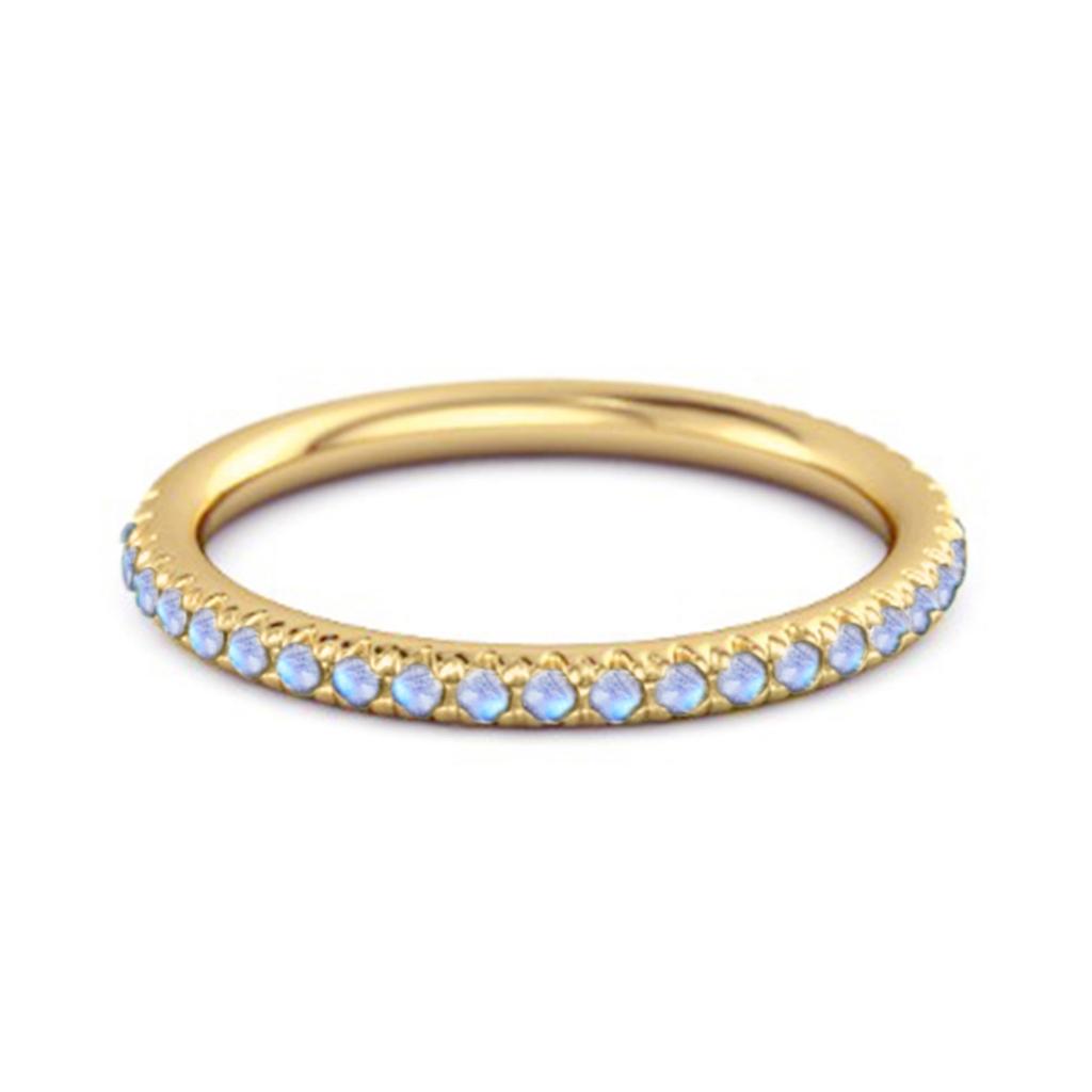 Moonstone Round Eternity Ring -925 Sterling Silver Gold Vermeil