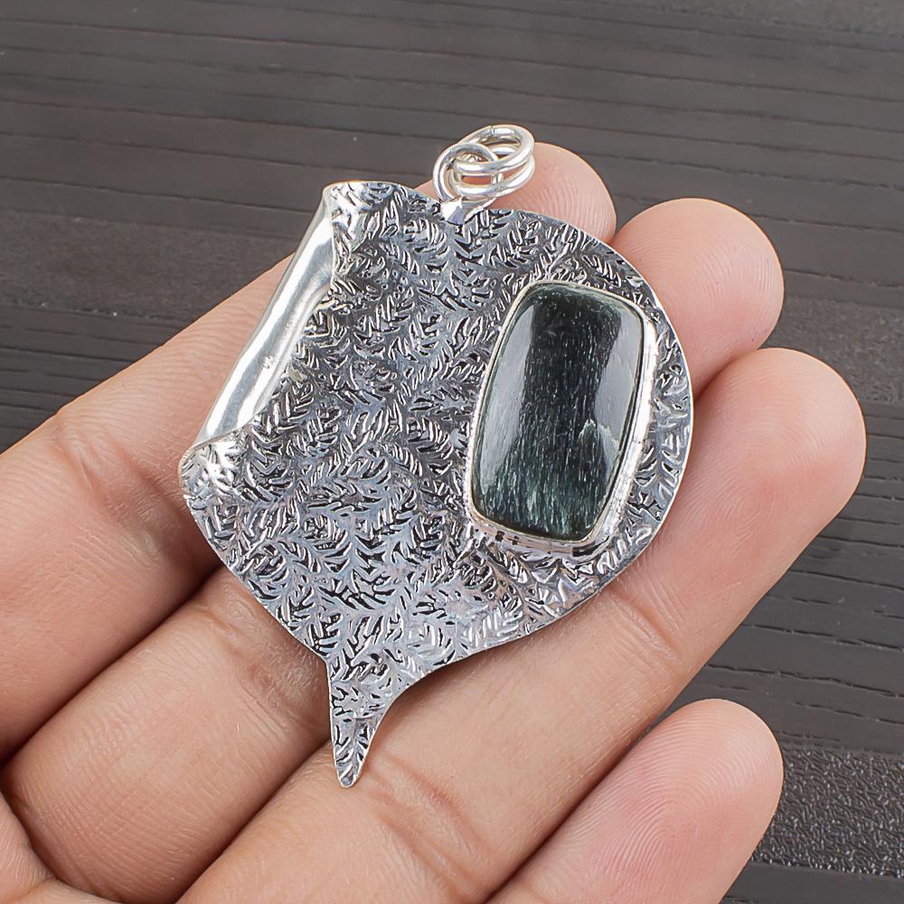 Natural Seraphinite Gemstone 925 Sterling Silver Jewelry Designer Pendant 2.09  AJP-2394