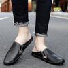 Large Plus Size 45 46 Semi-Drag Casual Shoes Mens Mules Summer Genuine Leather Slip On Half Shoes For Men Loafers Slippers Flats