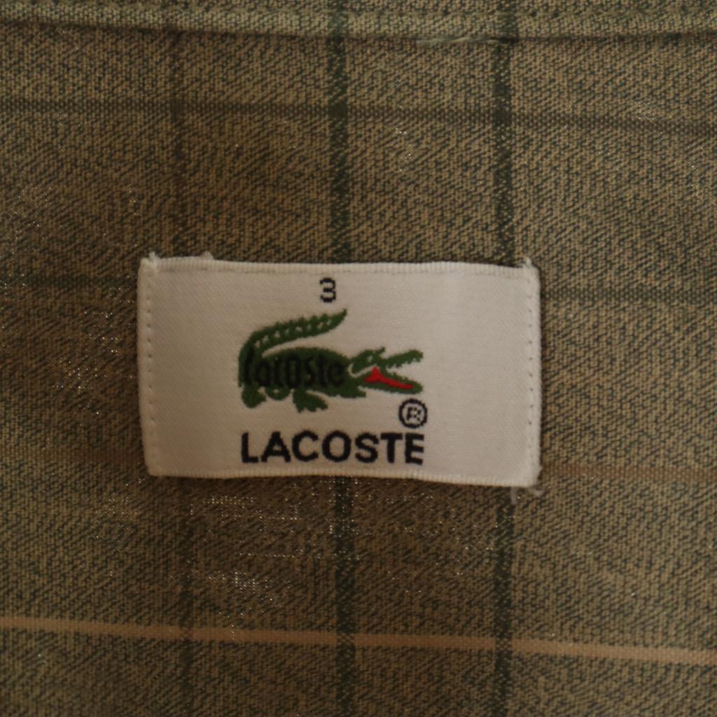 LACOSTE made in Japan Check Pattern Long sleeve Button down shirt 3 Khaki Men's Used