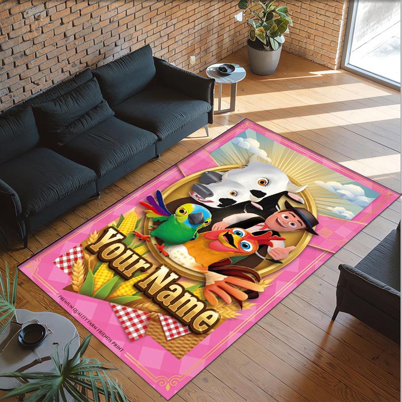 Personalized Crystal Velvet Carpet Custom Name Text,La Granja de Zenón Anti Slip Area Rug For Home Decoration