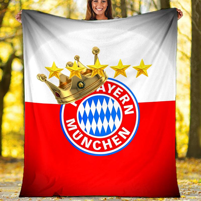 FC Bayern München logo printed throw blanket—soft,warm;versatile blanket for all seasons—perfect as &air-conditioning throw,nap blanket
