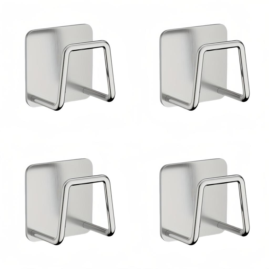 4pcs Stainless Steel Wall-Mounted Kitchen Hooks Set with Easy Install, Contemporary Style, Perfect for Hanging Lids, Cutting Boards