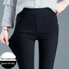 Women's Black Fleece-Lined Leggings - Thick, High Waist, Elastic Waistband, Slim Fit, Perfect for Autumn and Winter.