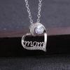 Silver Hollow Heart MOM Letter Pendant Necklace Round Big CZ Crystal Mom Gift Necklace for Mother's Day Women Jewelry