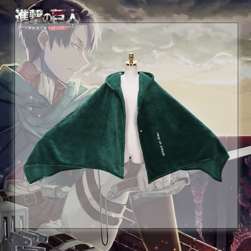 Attack on Titan Cosplay Costume Wings of Freedom Cloak Survey Corps Flannel Cape Nap Blanket Flannel Green Cloak S