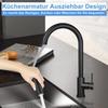 Robinet de cuisine - NETTLIFE - Modèle standard - Noir inox - Douchette extensible 360° - 2 jets