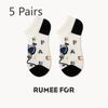 5 Pairs of Women's Spring and Summer Trendy Cartoon Breathable Shallow Short Boat Socks