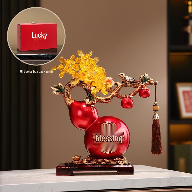 Persimmon Wealth-Attracting Gourd Ornament for Living Room, TV or Wine Cabinet