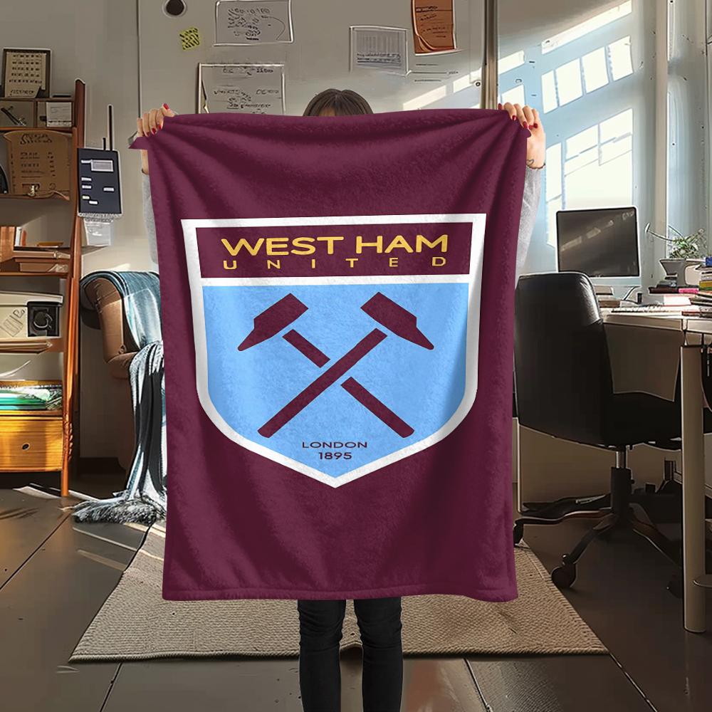 1 Peça Manta de Flanela com Estampa do West Ham United, Alta qualidade Todas as Estações, Decoração de Casa, Calor e Conforto, Perfeita para Presentes de Natal