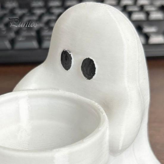 Cute Ghost Tealight Stand Halloween Candle Holder, 3D Printed Tea Light Holder for Small Aromatherapy Scented Candles, Tabletop Candy Dish Party Decor
