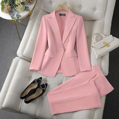 Completo Elegante da Donna per Primavera/Autunno: Completo due pezzi: Blazer Taglia Piccola + Pantaloni Monocolore