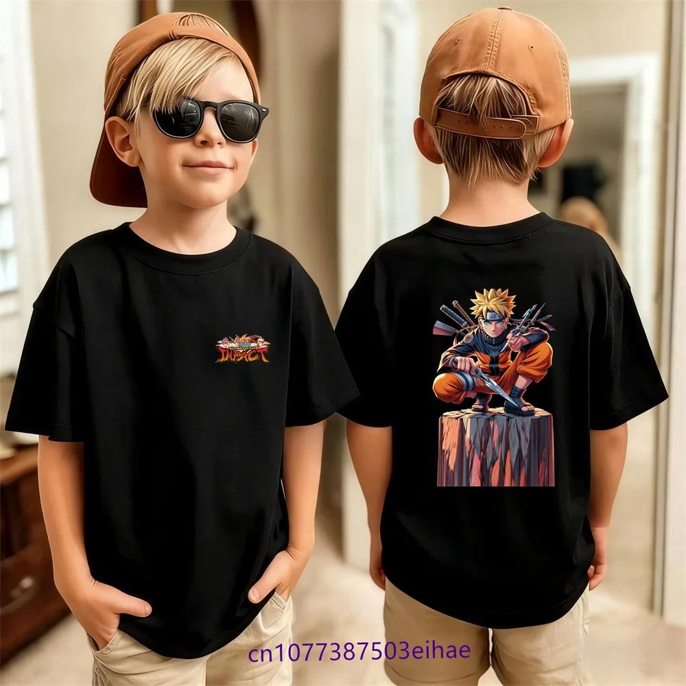 Cotton Top Japanese Anime Naruto Tshirt Graphic Boys Tshirt Shortsleeved Top Sasuke Childrens Clothes Comic Merchandise 100