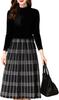 MARIA MARFA Checked Long Perfect for Size M Women's Dress, Sleeves, Commuting, Black, (5A-M07-BKM)