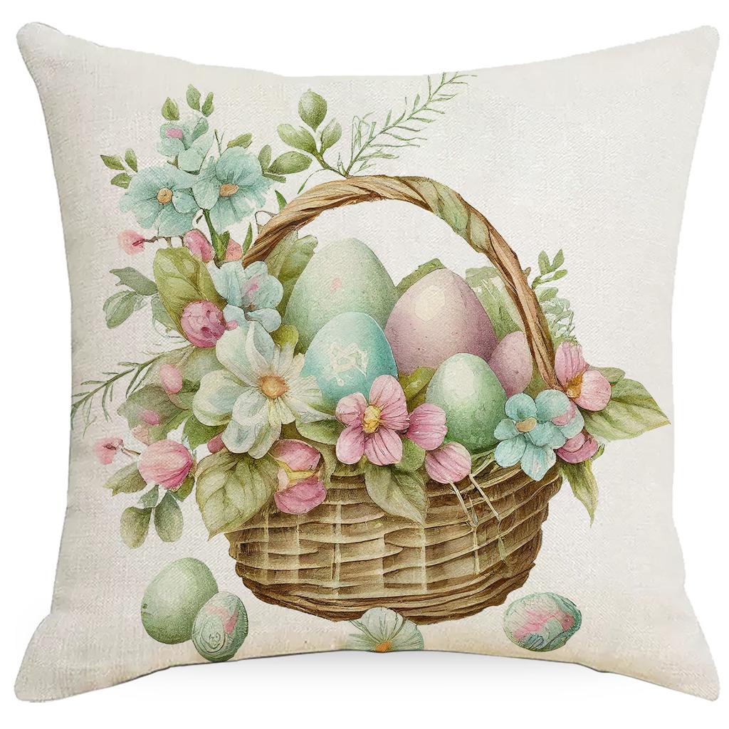 New Easter Pillowcase Spring Retro Rabbit Easter Egg Decorative Pillow Sofa Cushion Cover