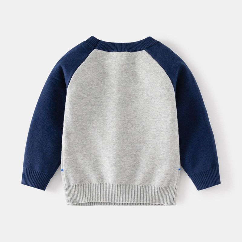 Autumn and Winter Sweater Construction Car Double-Layer Cotton Thread Children's Clothing