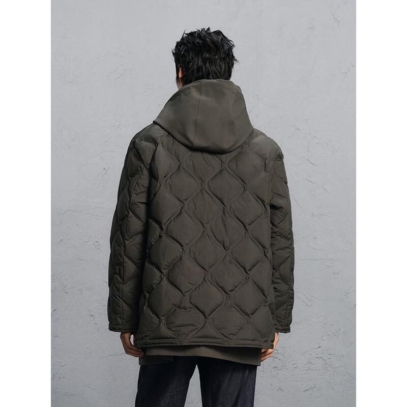 GXG Men's False Two-Piece Hooded Mid-Length Down Jacket