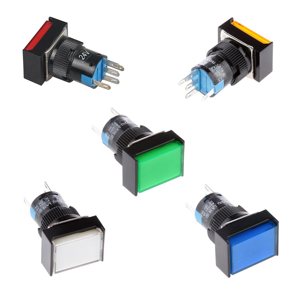 16mm Rectangle Self- Push Button Electric Circuit Switch 250V 3A