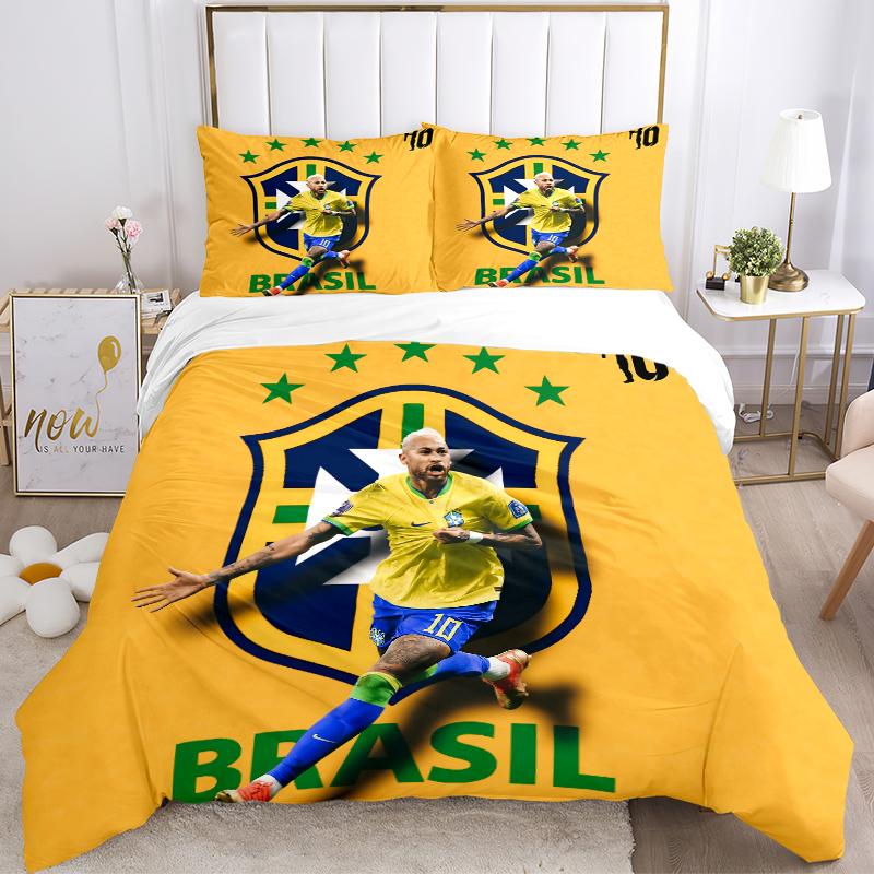 3Pcs Brazilian Football Legend Bedding Sets For All Sizes New 3D Printed Bed Cover Comforter Duvet Cover Pillowcase Bedroom Decoration