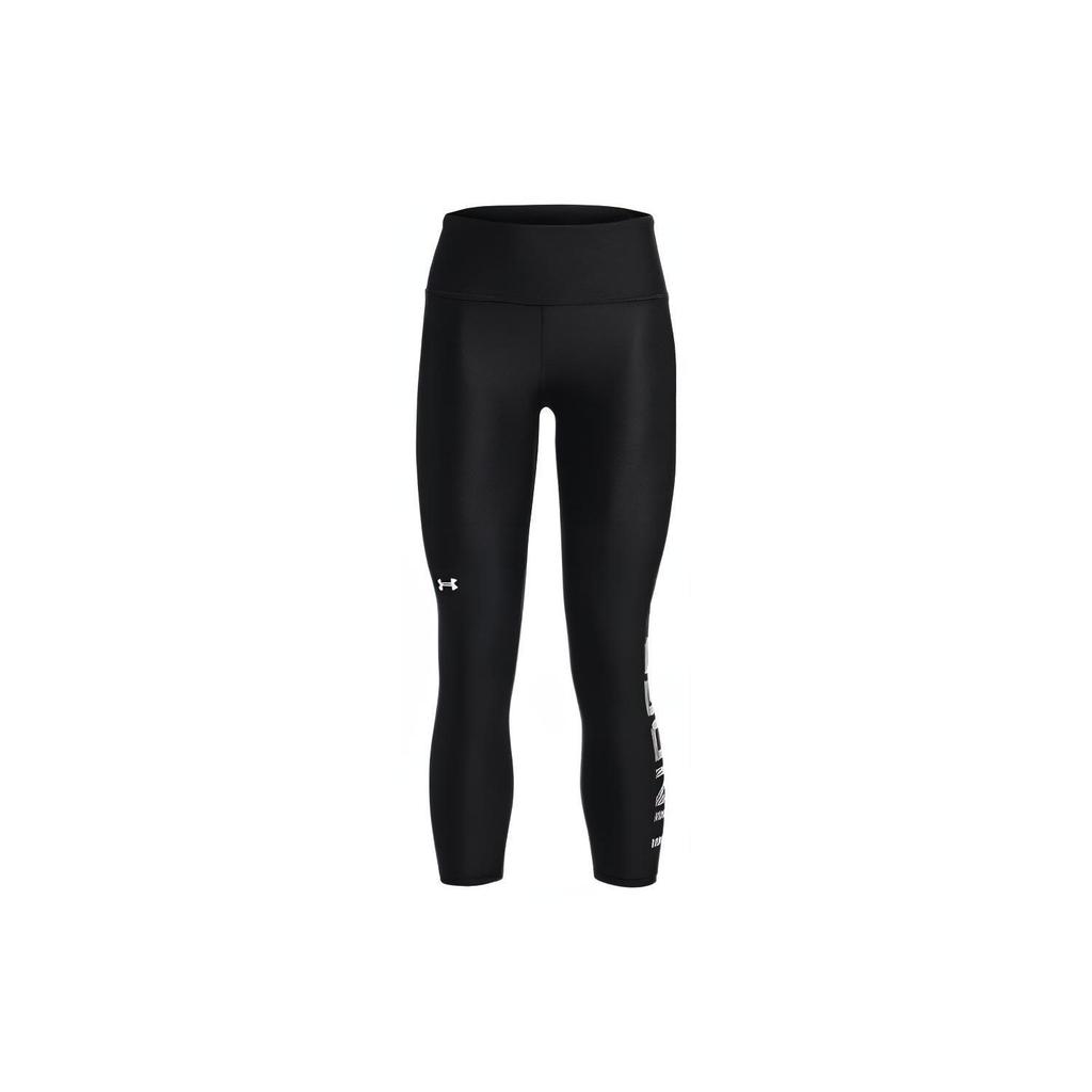 Under Armour Solid Color Logo Print Compression Fitness Pants Women bottoms Black 1374133-001