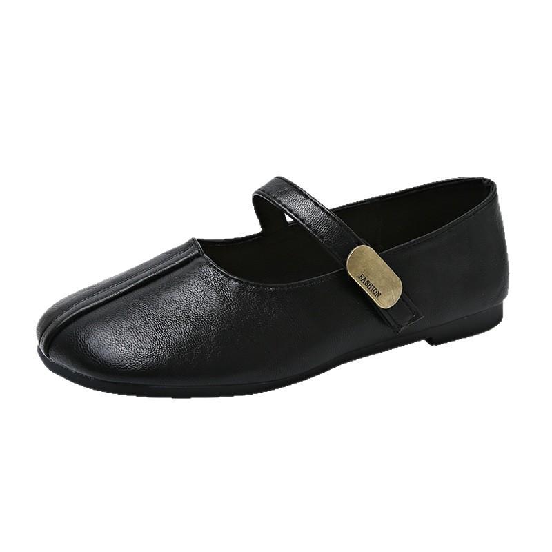 French New Round Head Ballet Single Shoes Women's 2025 Soft Sole Spring and Autumn Flat Bottom Mary Jane Shoes Versatile Evening Doudou Shoes