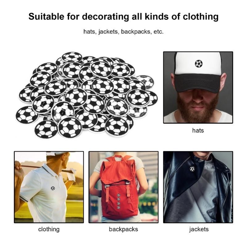 100Pcs Fußball Ball Stickerei Patches DIY Kleidung Dekoration Fußball Tuch Aufkleber 3cm