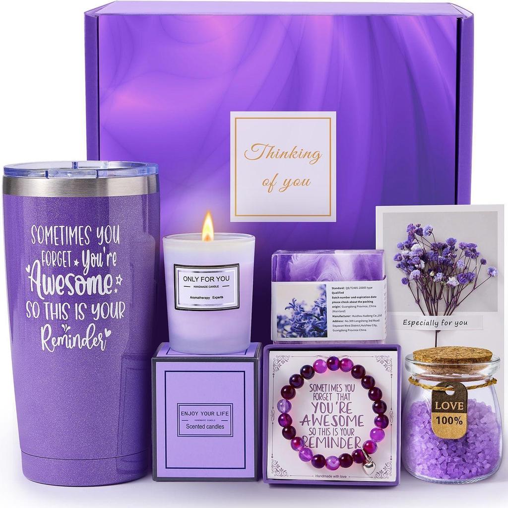 Lepure Gifts for Women Mom Wife Her, Unique Birthday  , Valentine's Day, Thank You Gift for Women, Best Friend, Lavender Spa Bath Gift Basket Set