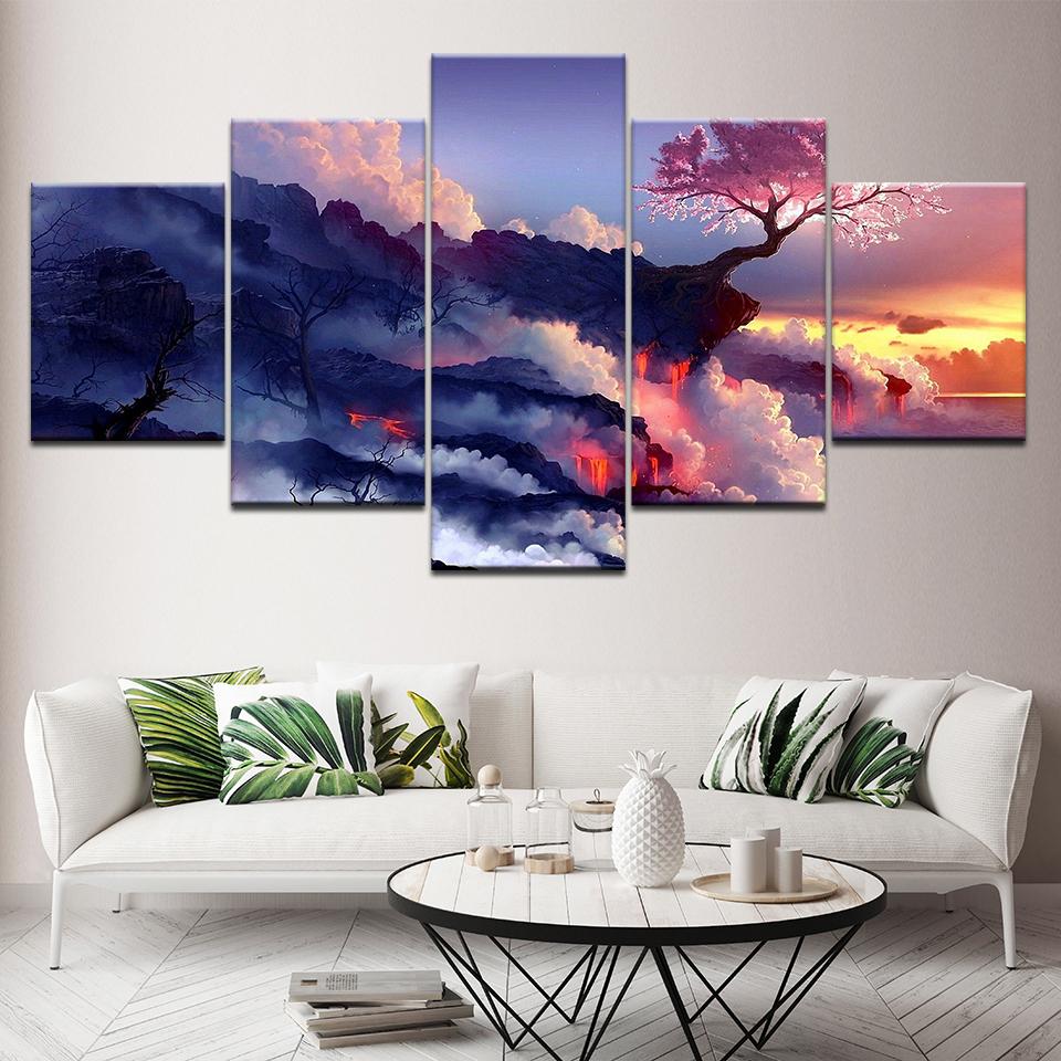 Anime View 5 Piece HD Wallpapers Art Canvas Print Modern Poster Modular Art Painting for Living Room Home Decor
