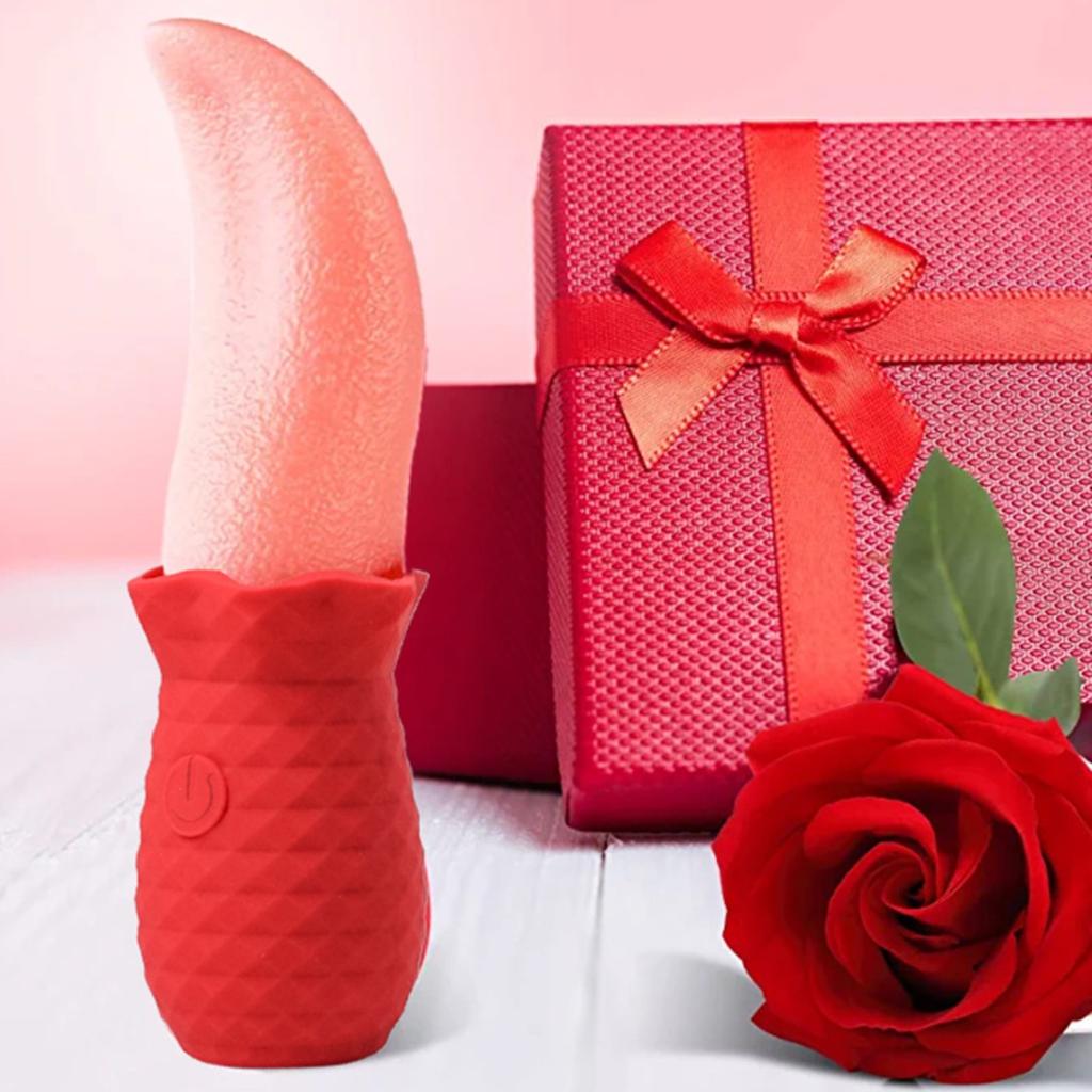 Realistic Licking Tongue Rose Vibrator Nipples Clitoral Stimulation G-spot Vibrator Adult Sex Toy for Women Female Masturbation