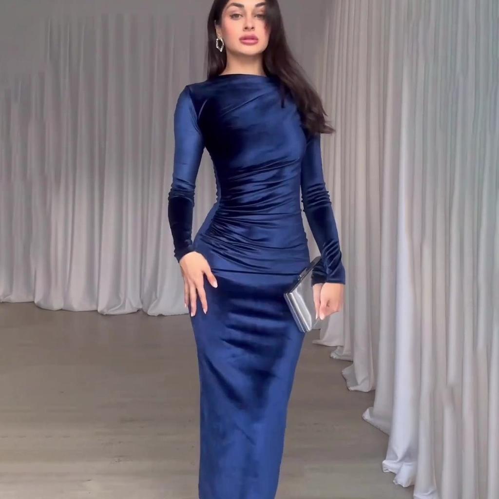 Spring and Autumn Women's Dress Slim Sexy Waist Irregular Dresses Long Dresses