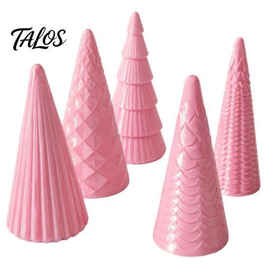 Christmas Tree Decorations Set 5Pcs Illuminated With/No LED Lights, Nordic Style Luminous Desktop Holiday Ornaments Tabletop Ornaments, Cone for Home