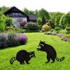 Metal Raccoon Garden Statues Stakes, Black Raccoon Silhouette Animals Decorative Garden Stakes,Statues Animal Stakes for Yard Decor and Lawn Ornaments