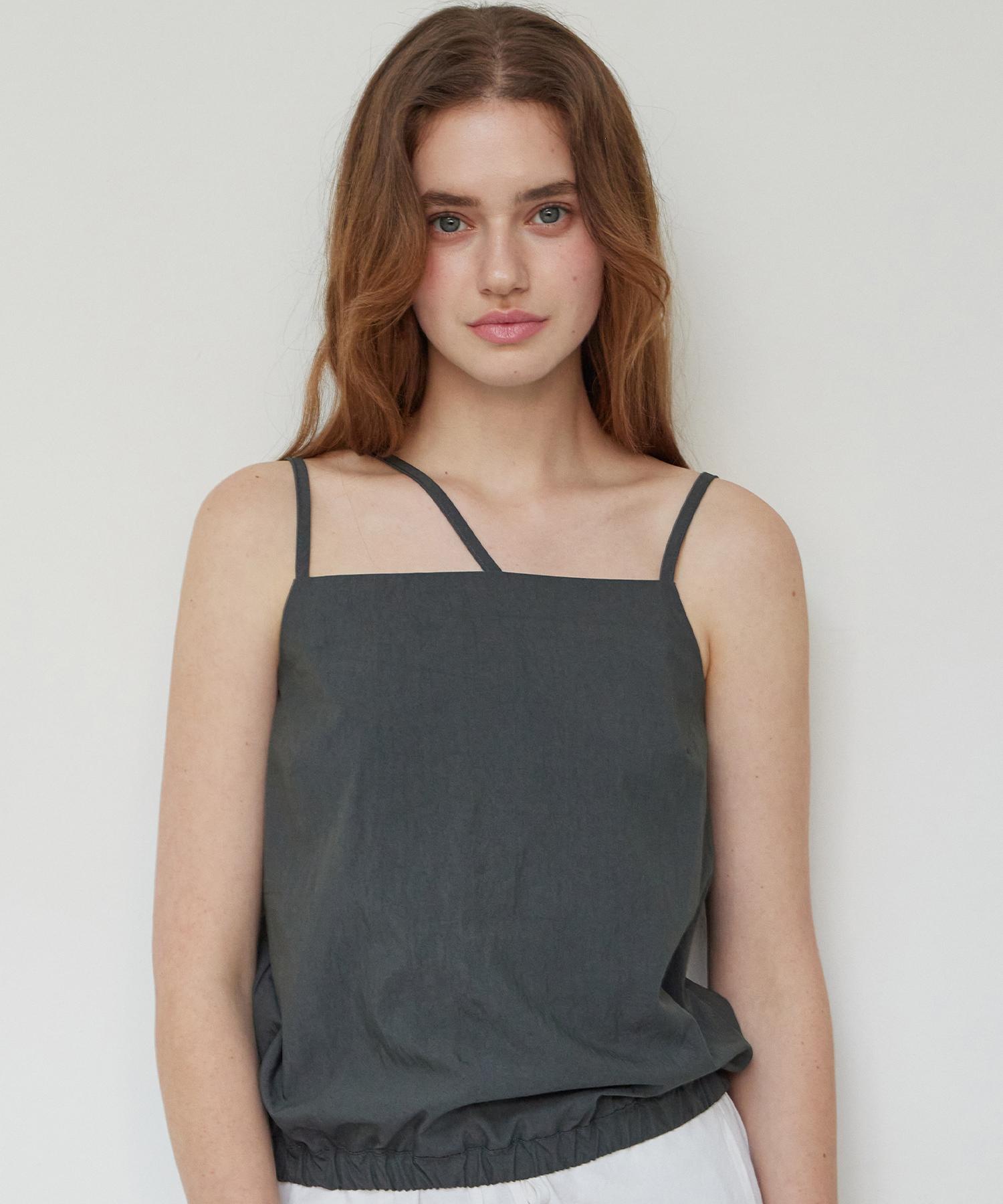 Itove Seoul Volume Sleeveless Top Charcoal Charcoal/S