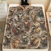 1PC Retro Animal Art Print Flannel Blanket, High Quality All Seasons, Home Decor, Warmth and Comfort, Perfect for Christmas Gifts